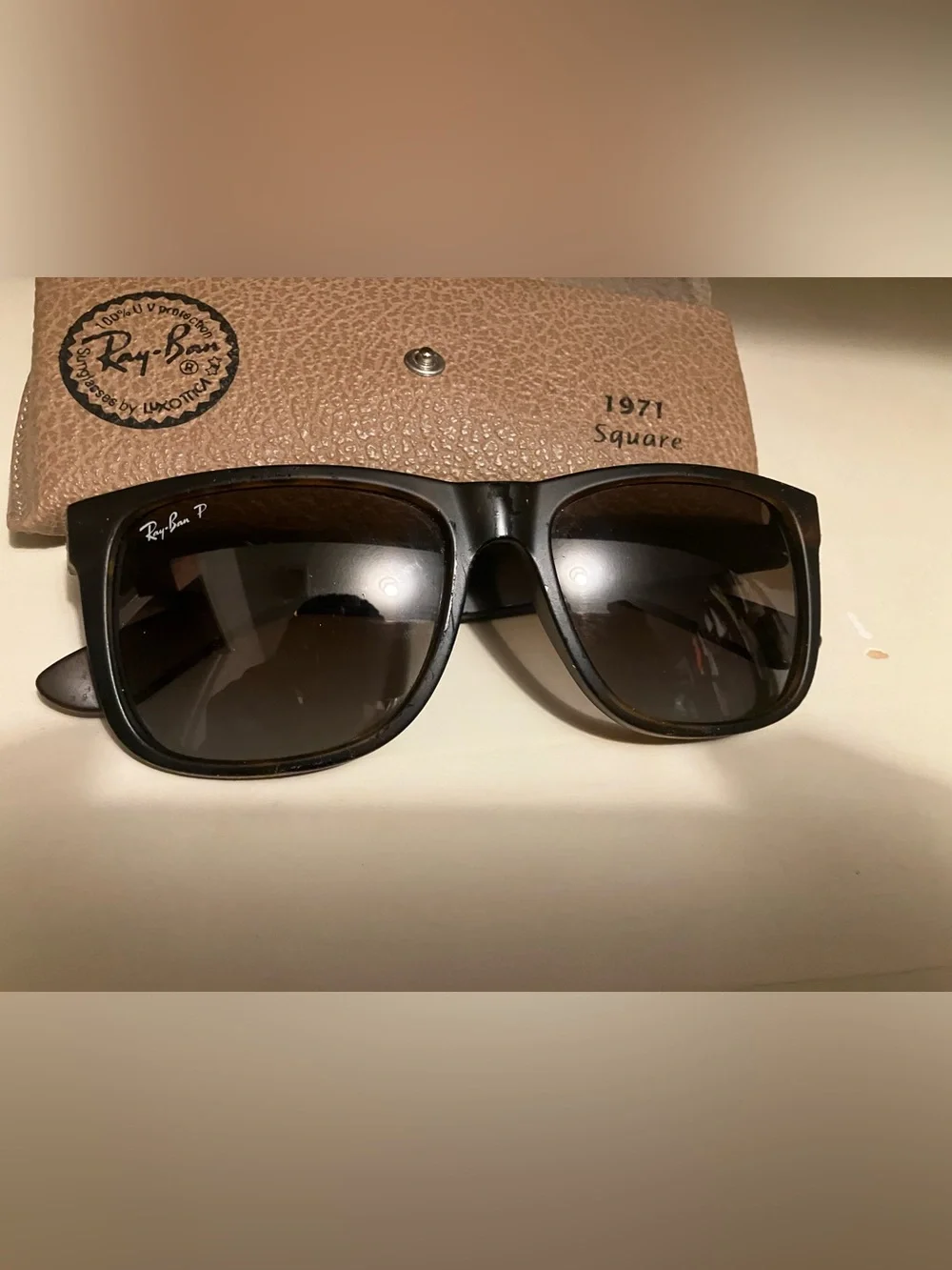 Ray-Ban Black Frame Sunglasses with Gradient Brown Lenses